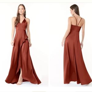 Terracotta Satin Bridesmaid Dress